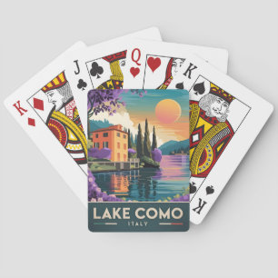 Baraja De Cartas Viaje Vintage Lago Como Italia Sunset Scenic