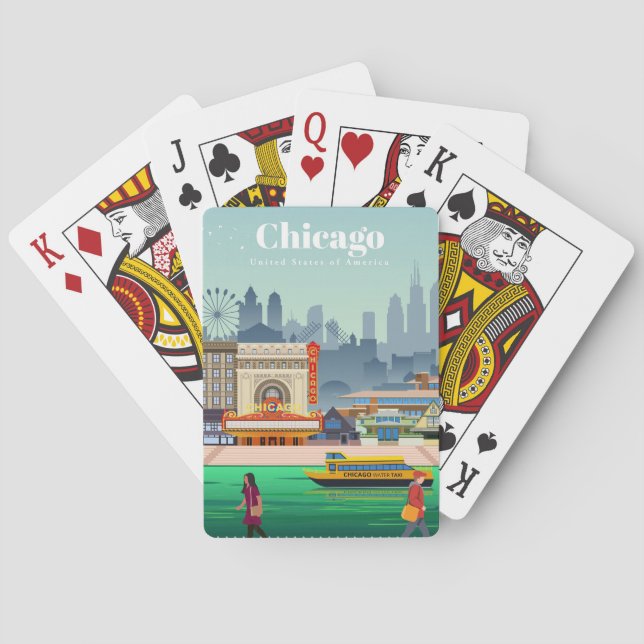 Baraja De Cartas Viajes De Arte Viajero A Chicago (Reverso)