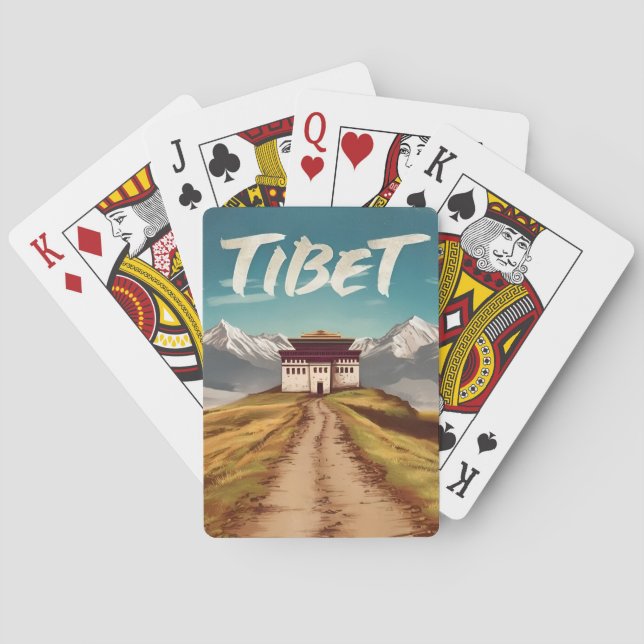 Baraja De Cartas Viajes de cosecha Tíbet Himalayas Retro Escenario (Reverso)