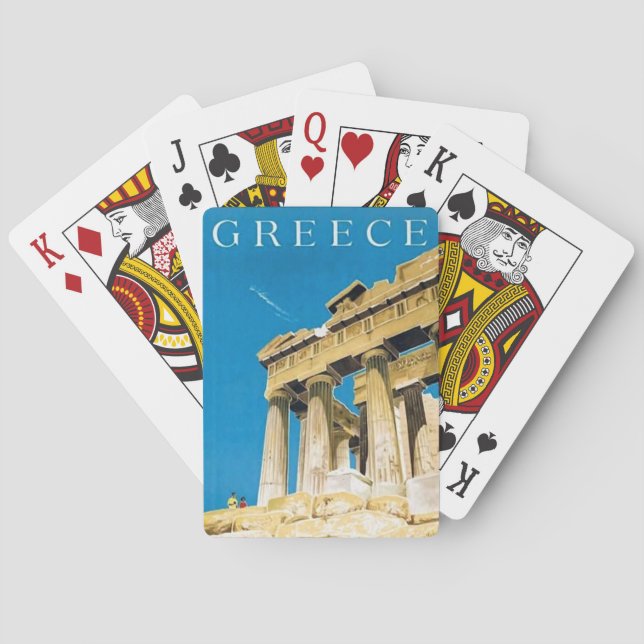 Baraja De Cartas Viajes de época Atenas Grecia Templo del Partenón (Reverso)