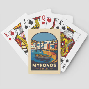 Baraja De Cartas Viajes de época Mykonos Grecia Isla Retro
