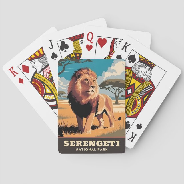 Baraja De Cartas Viajes de época Parque Nacional Serengeti Tanzania (Reverso)