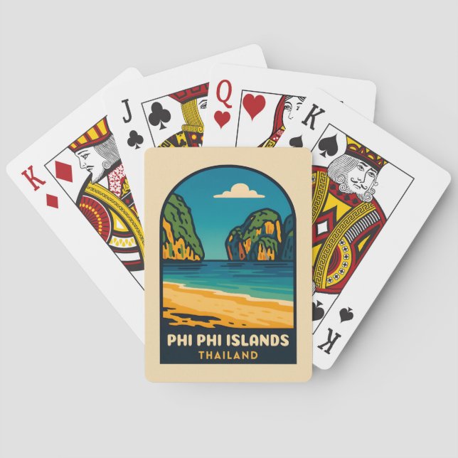 Baraja De Cartas Viajes de época Playa de Tailandia Phi Phi Islands (Reverso)
