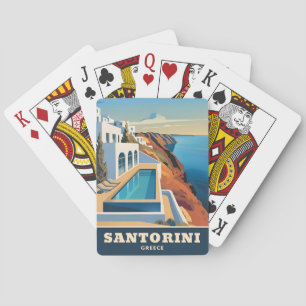 Baraja De Cartas Viajes de época Santorini Grecia Paisaje costero