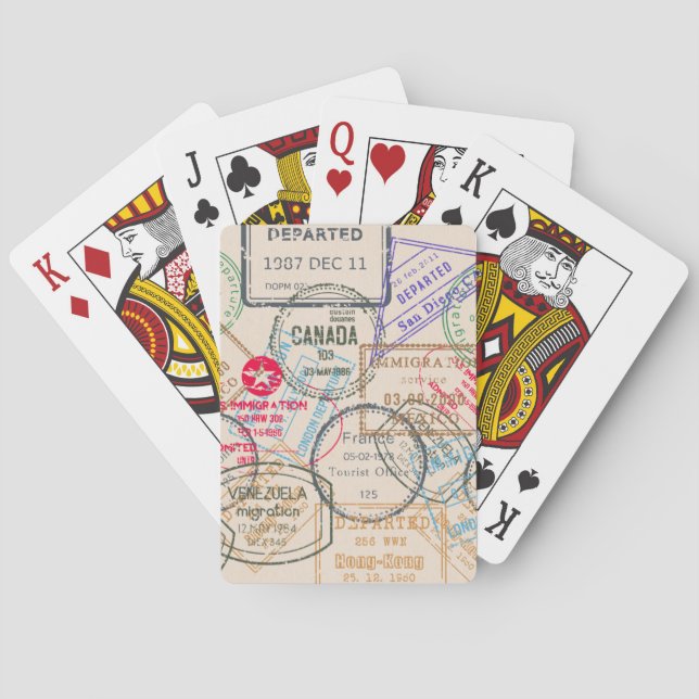 Baraja De Cartas Viajes de sellos de pasaporte (Reverso)