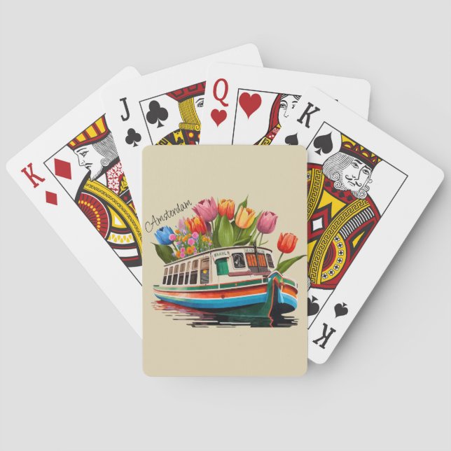 Baraja De Cartas Viajes en barco por Amsterdam Holland (Reverso)
