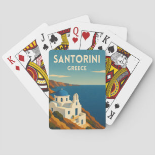 Baraja De Cartas Viajes Retro Vintage Santorini Grecia Costera