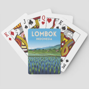 Baraja De Cartas Viajes Vintage Lombok Indonesia Escénico Retro