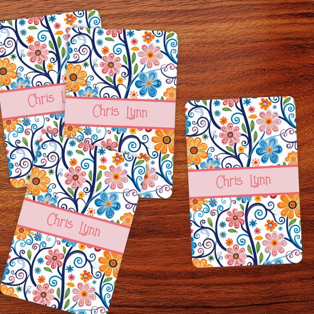 Baraja De Cartas Vibe Mod de 60 años Resumen Tema Floral (Subido por el creador)