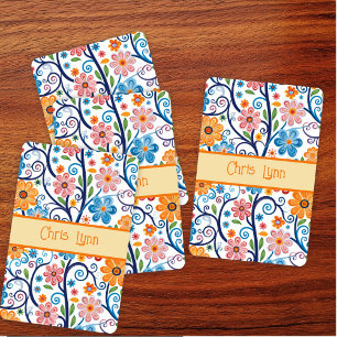 Baraja De Cartas Vibe Mod de 60 años Resumen Tema Floral