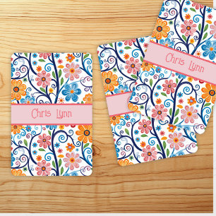 Baraja De Cartas Vibe Mod de 60 años Resumen Tema Floral