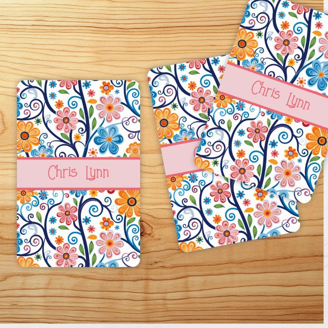 Baraja De Cartas Vibe Mod de 60 años Resumen Tema Floral (Subido por el creador)