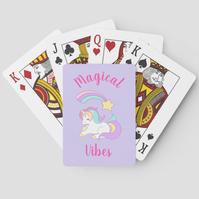 Baraja De Cartas Vibes mágicas durmiendo sobre unicornio y estrella (Reverso)