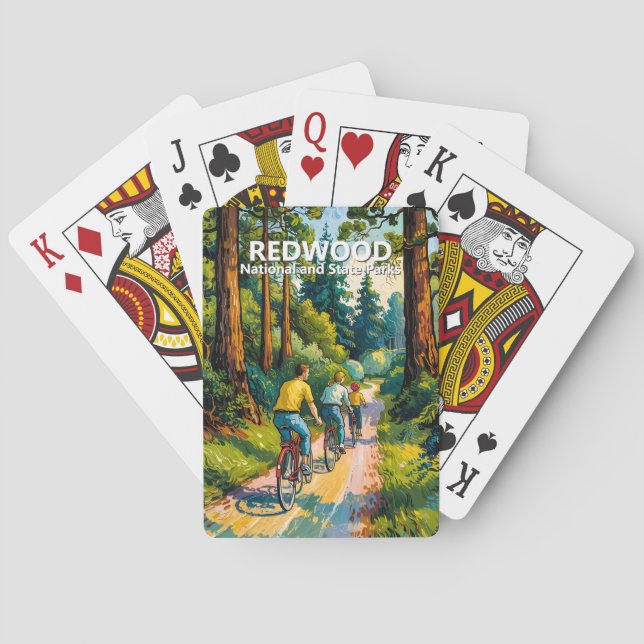 Baraja De Cartas Vibrant Redwood National Park Nature Family Cycing (Reverso)