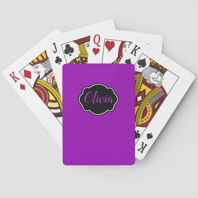 Baraja De Cartas Vibrante, audaz Fuchsia Purple Personalizada (Reverso)