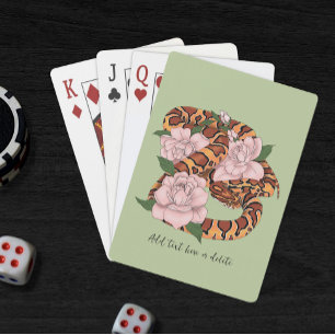 Baraja De Cartas Vibrante serpiente de maíz Flores de peonía rosada
