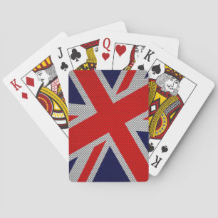 Baraja De Cartas Vibrante Union Jack on Carbon Fiber Style Print