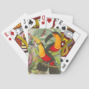 Baraja De Cartas Vibrantes Aves Tropicales Turcas Arte Selva Exótic