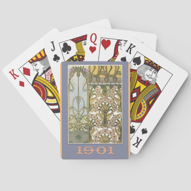 Baraja De Cartas Victoriano artístico florido Art Nouveau (Reverso)