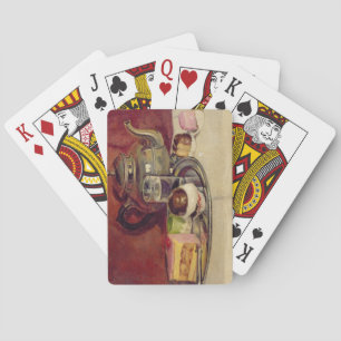 Baraja De Cartas Vida fija con pasteles y una tetera plateada (acei