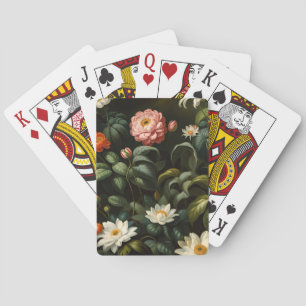 Baraja De Cartas Vida floral botánica vintage de jardín