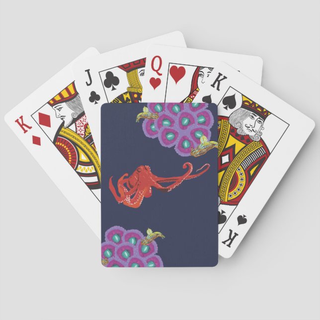 Baraja De Cartas Vida marina del pulpo rojo (Reverso)