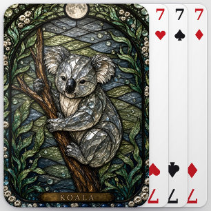 Baraja De Cartas Vidriera Iluminada de Koala en Doscuro Dosel Alto