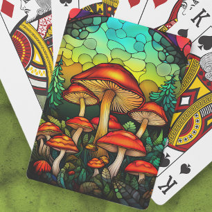 Baraja De Cartas Vidrio emplomado setas rojas Toadstool Fantasía
