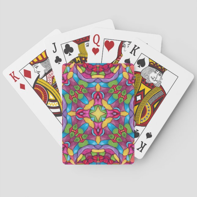 Baraja De Cartas Vidrio manchado Kaleidoscopio púrpura (Reverso)