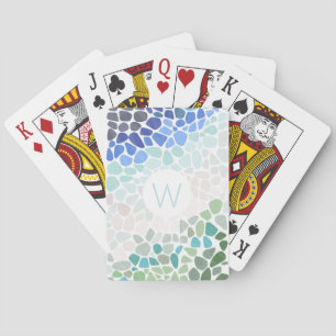 Baraja De Cartas Vidrio marino colorido con inicial