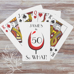 Baraja De Cartas Vidrio Rojo Moderno Positivo 50 cumpleaños
