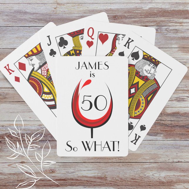 Baraja De Cartas Vidrio Rojo Moderno Positivo 50 cumpleaños (Subido por el creador)