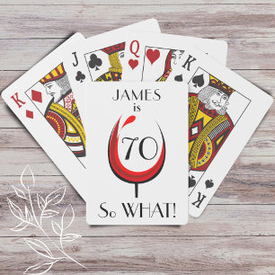 Baraja De Cartas Vidrio Rojo Positivo Moderno 70 cumpleaños