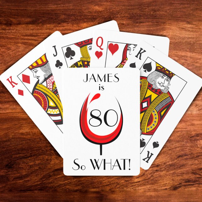 Baraja De Cartas Vidrio Rojo Positivo Moderno 80 cumpleaños (Subido por el creador)