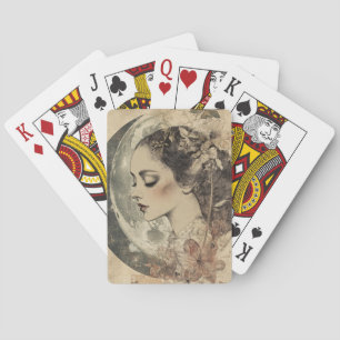 Baraja De Cartas Viejo Boho Sideview mujer y luna creciente