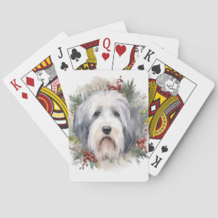 Baraja De Cartas Viejos Navidades de Sheepdog ingleses escriben pre