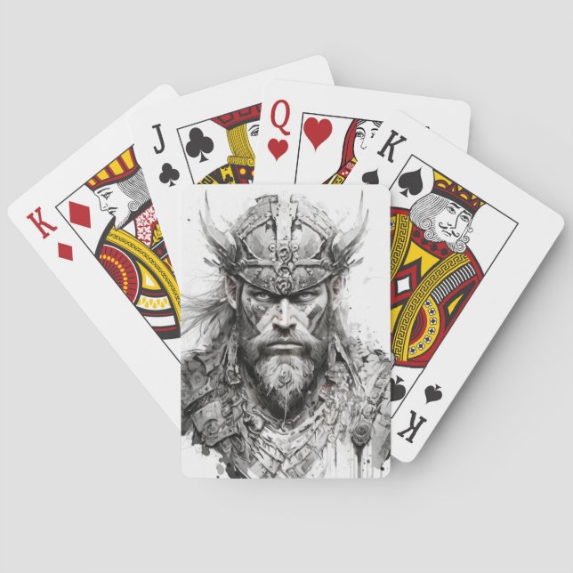 Baraja De Cartas Viking Warrior Retrato Pintura Histórica (Reverso)