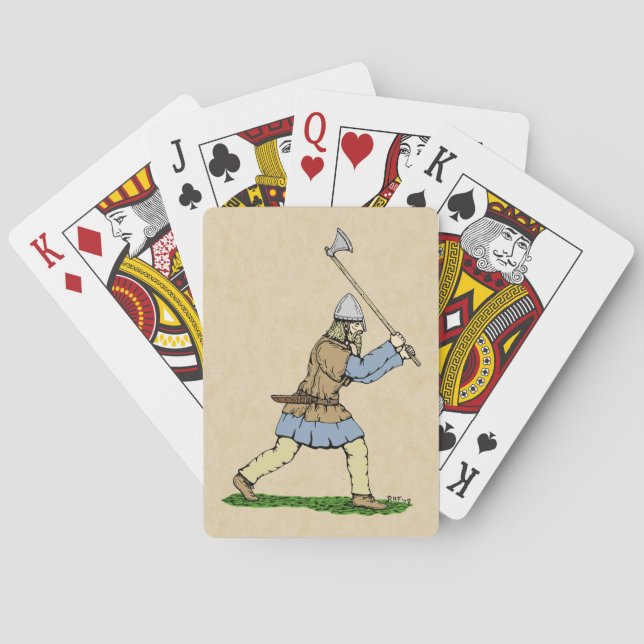 Baraja De Cartas Viking Warrior Wielding Broad-Ax (Reverso)