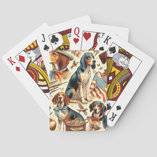 Baraja De Cartas Viñeta Coonhound Perro sin soldadura (Reverso)
