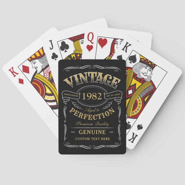 Baraja De Cartas Viñeta Negra Personalizada De Edad A Perfección (Reverso)