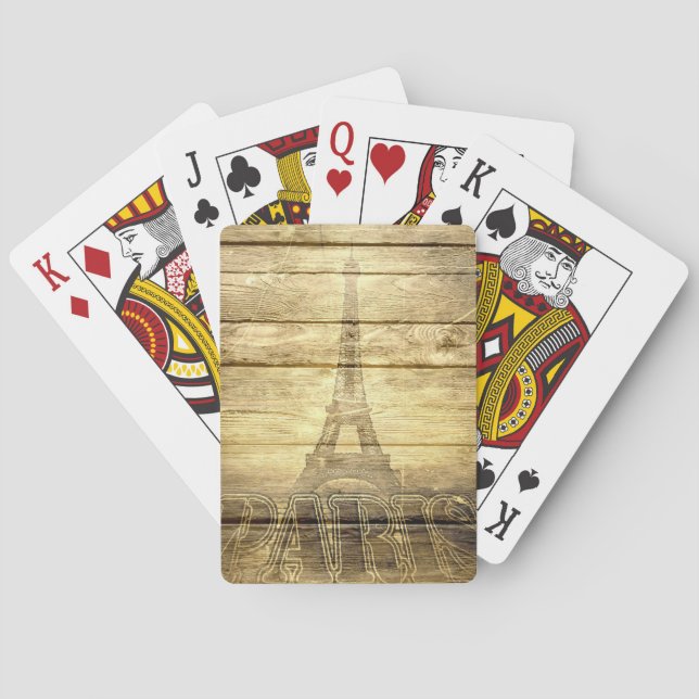 Baraja De Cartas Viñeta Torre Eiffel de París en madera (Reverso)
