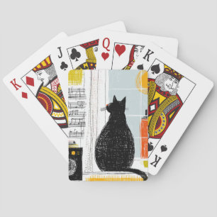 Baraja De Cartas Vinilo Gato Negro de Alta Elevación en Vivo