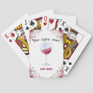 Baraja De Cartas Vino antes de vales marrón y ducha de novia rosa