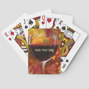 Baraja De Cartas Vino Tinto y Follaje de Cosecha Bonito