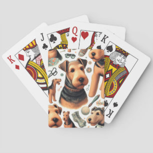 Baraja De Cartas Vintage Airedale Terrier Seamless