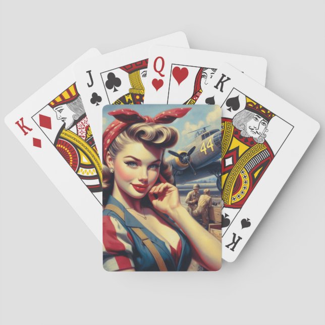 Baraja De Cartas Vintage Airplane Pin Up (Reverso)