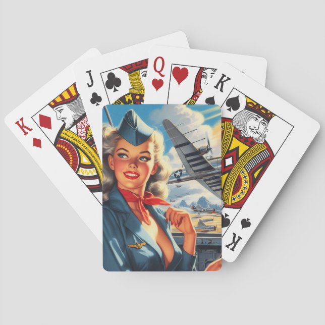 Baraja De Cartas Vintage Aviation Pin Up (Reverso)