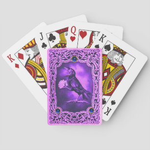 Baraja De Cartas Vintage Black Crow in Pink Purple Blue