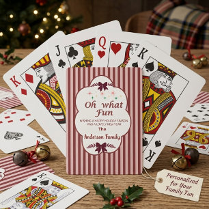 Baraja De Cartas Vintage Burgundy Stripe Holiday oh qué divertido 