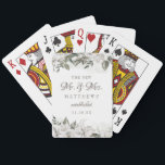 Baraja De Cartas Vintage Cherish The New Mr and Mrs Newlyweds<br><div class="desc">Rosas y Flores Vintage de Flores Blancas y Oro Rosa. Un estilo clásico vintage y elegante, con muchas hojas y follaje gris, marfil blanco, oro Rosa, rosa sucio, verde pálido y gris. Con elementos florales pintados a mano, fuentes clásicas vintage de guiones y elegantes fronteras peonistas y Rosas - El...</div>